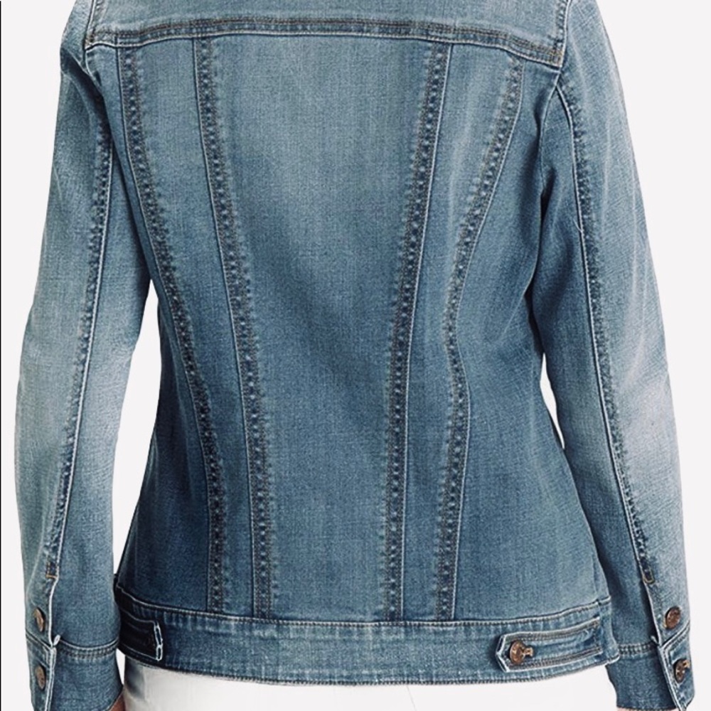 Chicos denim jacket lace insert
